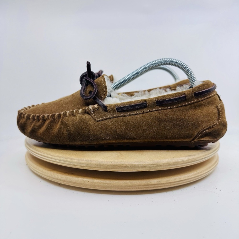 Quince Australian Shearling Moccasin Slipper Shoes Women's 6 Brown Suede Shoes